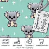 Cute Koala Bears with Stars Mint Green Background Seamless Pattern Digital Print Fabric by the Metre UK Sewing Quilting Textile