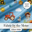 Cute Farm Scene Tractor Duck Farmer Child Clouds Blue Background  Pattern Digital Print Fabric by the Metre UK Sewing Quilting Textile