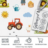 Cute Farm Tractor Duck Girl with Clouds White Background Seamless Pattern Digital Print Fabric by the Metre UK Sewing Quilting Textile
