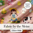 Cute Farm Animals Girl Pig Cow Chicken Peach Background Seamless Pattern Digital Print Fabric by the Metre UK Sewing Quilting Textile