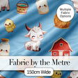 Cute Farm Goat Barn Hay Bale Chick Sky Blue Background Seamless Pattern Digital Print Fabric by the Metre UK Sewing Quilting Textile