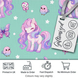 Cute Pastel Unicorn Butterfly Candy Stars Mint Background Seamless Pattern Digital Print Fabric by the Metre UK Sewing Quilting Textile