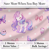 Cute Pastel Unicorn Butterfly Candy Stars Blush Background Seamless Pattern Digital Print Fabric by the Metre UK Sewing Quilting Textile