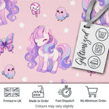Cute Pastel Unicorn Butterfly Candy Stars Blush Background Seamless Pattern Digital Print Fabric by the Metre UK Sewing Quilting Textile