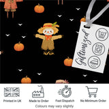 Cute Autumn Scarecrow Pumpkin Birds Seamless Pattern Black Background Digital Print Fabric by the Metre UK Sewing Quilting Textile