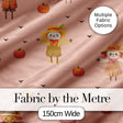 Cute Autumn Scarecrow Pumpkin Birds Seamless Pattern Peach Background Digital Print Fabric by the Metre UK Sewing Quilting Textile
