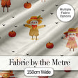 Cute Autumn Scarecrow Pumpkin Birds Seamless Pattern Cream Background Digital Print Fabric by the Metre UK Sewing Quilting Textile