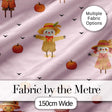 Cute Autumn Scarecrow Pumpkin Birds Seamless Pattern Blush Background Digital Print Fabric by the Metre UK Sewing Quilting Textile