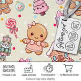 Cute Christmas Gingerbread Candy Gift House Seamless Pattern Cream Background Digital Print Fabric by the Metre UK Sewing Quilting Textile