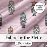 Cute Nutcracker Soldiers Christmas Toy Characters  Pattern Soft Pink Background Digital Print Fabric by the Metre UK Sewing Quilting Textile