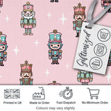 Cute Nutcracker Soldiers Christmas Toy Characters  Pattern Soft Pink Background Digital Print Fabric by the Metre UK Sewing Quilting Textile