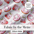 Cute Kawaii Bunny Donuts Strawberry Dessert  Pattern Light Grey Background Digital Print Fabric by the Metre UK Sewing Quilting Textile