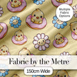 Cute Baby Chick Donut Flowers Seamless Pattern Pastel Yellow Background Digital Print Fabric by the Metre UK Sewing Quilting Textile
