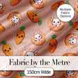 Cute Easter Bunny Carrot Donut Hearts Seamless Pattern Peach Background Digital Print Fabric by the Metre UK Sewing Quilting Textile
