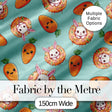 Cute Easter Bunny Carrot Donut Hearts Seamless Pattern Mint Green Background Digital Print Fabric by the Metre UK Sewing Quilting Textile