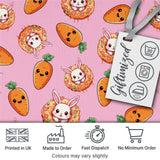 Cute Easter Bunny Carrot Donut Hearts Seamless Pattern Rose Pink Background Digital Print Fabric by the Metre UK Sewing Quilting Textile