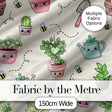 Cute Kawaii Garden Tools Plants Bees Seamless Pattern Cream Background Digital Print Fabric by the Metre UK Sewing Quilting Textile