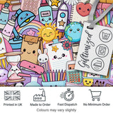 Cute Kawaii School Supplies Science Art Cute Pattern Purple Background Digital Print Fabric by the Metre UK Sewing Quilting Textile