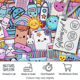 Cute Kawaii School Supplies Science Art Cute Pattern Blue Background Digital Print Fabric by the Metre UK Sewing Quilting Textile