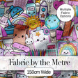 Cute Kawaii School Supplies Science Art Cute Pattern Purple Background Digital Print Fabric by the Metre UK Sewing Quilting Textile