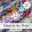 Cute Kawaii School Supplies Rainbow Sun Globe Notebook   Purple Background Digital Print Fabric by the Metre UK Sewing Quilting Textile