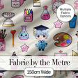 Cute Kawaii Graduate Boy Science Art Supplies Seamless Pattern Cream Background Digital Print Fabric by the Metre UK Sewing Quilting Textile