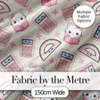 Cute Kawaii Maths Cat Calculator Ruler Seamless Pattern Cream Background Digital Print Fabric by the Metre UK Sewing Quilting Textile