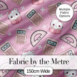 Cute Kawaii Maths Cat Calculator Ruler Seamless Pattern Pink Background Digital Print Fabric by the Metre UK Sewing Quilting Textile