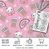 Cute Kawaii Maths Cat Calculator Ruler Seamless Pattern Pink Background Digital Print Fabric by the Metre UK Sewing Quilting Textile