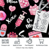Cute Kawaii Valentine Love Hearts Syringe Gift Calendar   Black Background Digital Print Fabric by the Metre UK Sewing Quilting Textile