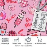 Cute Kawaii Valentine Love Hearts Syringe Gift Calendar   Blush Pink Background Digital Print Fabric by the Metre UK Sewing Quilting Textile