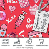 Cute Kawaii Valentine Love Hearts Syringe Gift Calendar  Pattern Red Background Digital Print Fabric by the Metre UK Sewing Quilting Textile