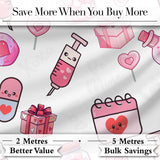 Cute Kawaii Valentine Love Hearts Syringe Gift Calendar   Light Grey Background Digital Print Fabric by the Metre UK Sewing Quilting Textile