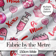 Cute Kawaii Valentine Love Hearts Syringe Gift Calendar   White Background Digital Print Fabric by the Metre UK Sewing Quilting Textile