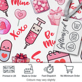 Cute Kawaii Valentine Love Hearts Syringe Gift Calendar   White Background Digital Print Fabric by the Metre UK Sewing Quilting Textile
