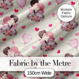 Romantic Couple Kissing Floral Bouquet Hearts Seamless Pattern Beige Background Digital Print Fabric by the Metre UK Sewing Quilting Textile