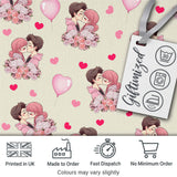 Romantic Couple Kissing Floral Bouquet Hearts Seamless Pattern Beige Background Digital Print Fabric by the Metre UK Sewing Quilting Textile