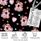 Romantic Couple Kissing Floral Bouquet Hearts Seamless Pattern Black Background Digital Print Fabric by the Metre UK Sewing Quilting Textile