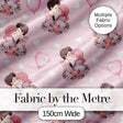 Romantic Couple Kissing Floral Bouquet Hearts  Pattern Soft Pink Background Digital Print Fabric by the Metre UK Sewing Quilting Textile