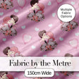 Romantic Couple Kissing Floral Bouquet Hearts  Pattern Light Pink Background Digital Print Fabric by the Metre UK Sewing Quilting Textile