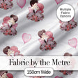 Romantic Couple Kissing Floral Bouquet Hearts Seamless Pattern White Background Digital Print Fabric by the Metre UK Sewing Quilting Textile