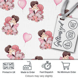 Romantic Couple Kissing Floral Bouquet Hearts Seamless Pattern White Background Digital Print Fabric by the Metre UK Sewing Quilting Textile