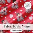 Romantic Couple Kissing Floral Bouquet Hearts Seamless Pattern Red Background Digital Print Fabric by the Metre UK Sewing Quilting Textile