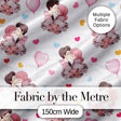 Romantic Couple Kissing Floral Bouquet Hearts Seamless Pattern Grey Background Digital Print Fabric by the Metre UK Sewing Quilting Textile