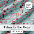Cute Love  Couple Gifts Cakes Teddy Bear  Pattern Mint Green Background Digital Print Fabric by the Metre UK Sewing Quilting Textile