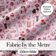 Cute Love  Couple Gifts Cakes Teddy Bear  Pattern Soft Pink Background Digital Print Fabric by the Metre UK Sewing Quilting Textile