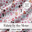 Cute Love  Couple Gifts Cakes Teddy Bear  Pattern Light Grey Background Digital Print Fabric by the Metre UK Sewing Quilting Textile