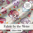 Cute Cupid Angels Hearts Sweets Balloon Love Elements  Pattern Beige Background Digital Print Fabric by the Metre UK Sewing Quilting Textile