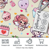 Cute Cupid Angels Hearts Sweets Balloon Love Elements  Pattern Beige Background Digital Print Fabric by the Metre UK Sewing Quilting Textile