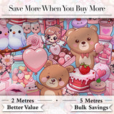 Cute Teddy Bear Cupcake Candy Hearts Romantic Collage Seamless Pattern Digital Print Fabric by the Metre UK Sewing Quilting Textile